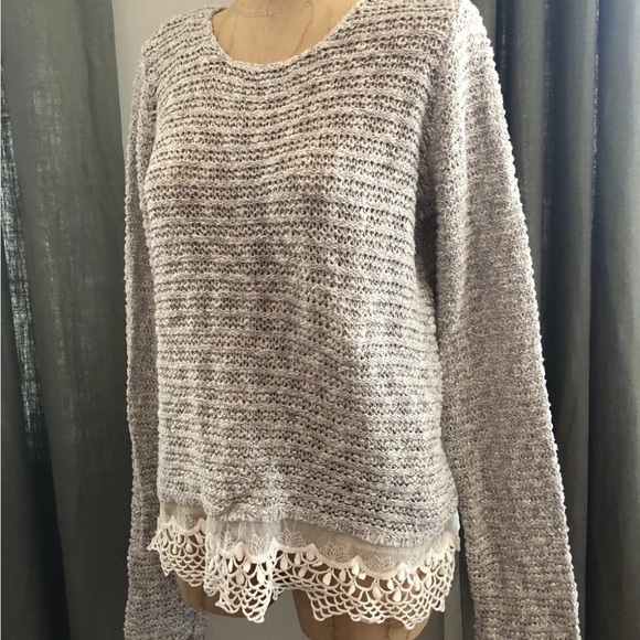 Jessica Gray Sweater with Lace Detail - Picture 1 of 7